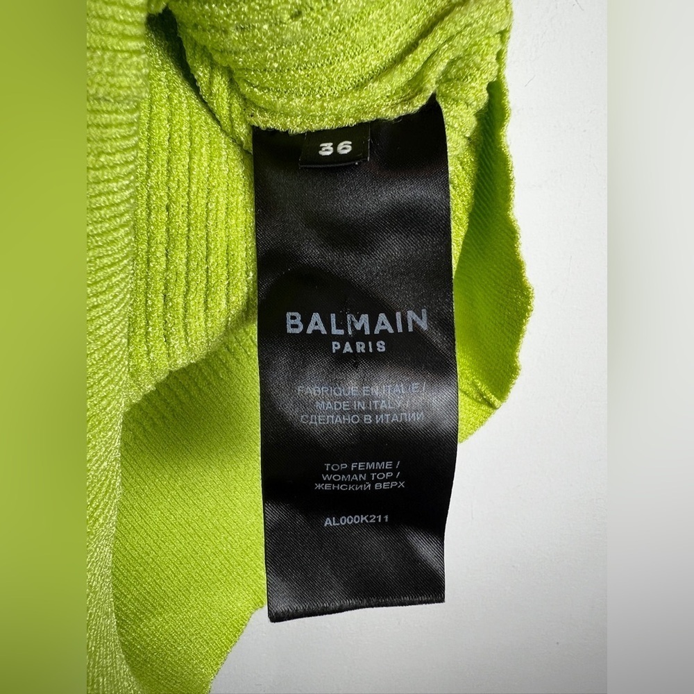 Balmain Neon Green Top Gold Button - Picture 5 of 11